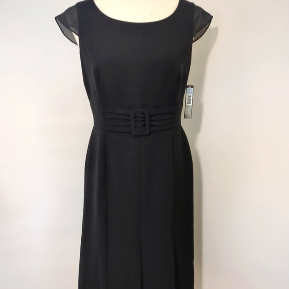 Tahari Arthur S. Levine Benjamin Buckle Front Black Dress - Picture 1 of 8